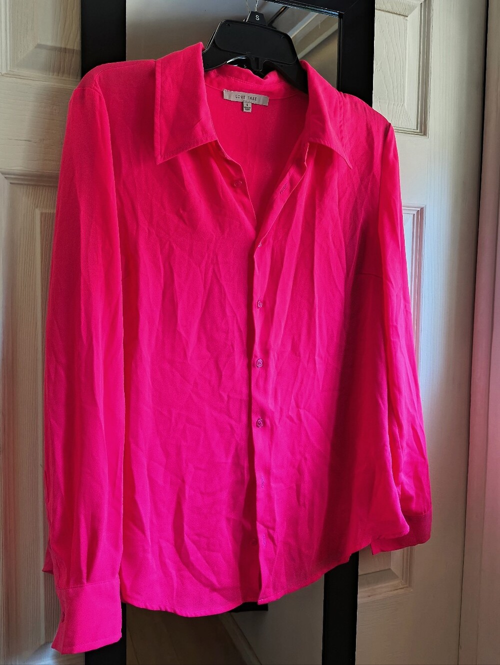 Hot Pink Button-Up Blouse